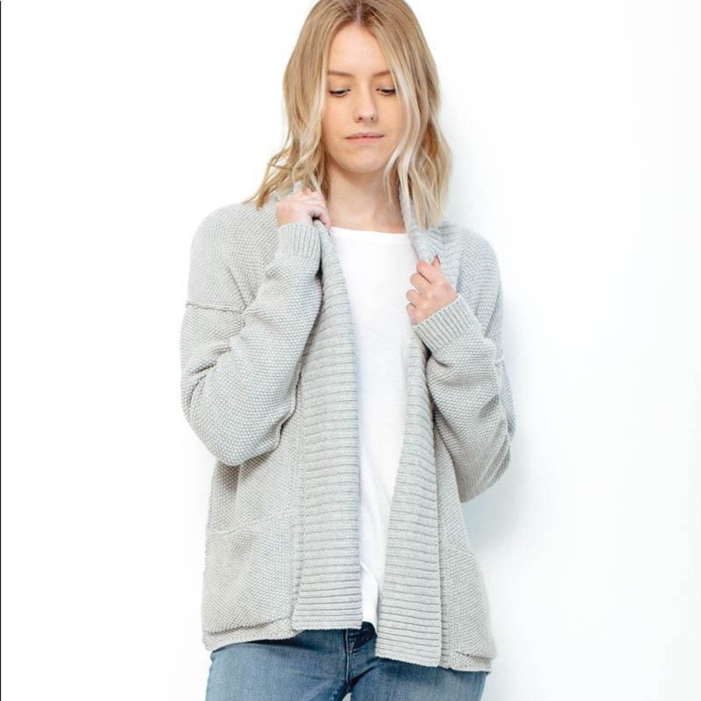 Grey Knit Drape Grandpa style cardigan